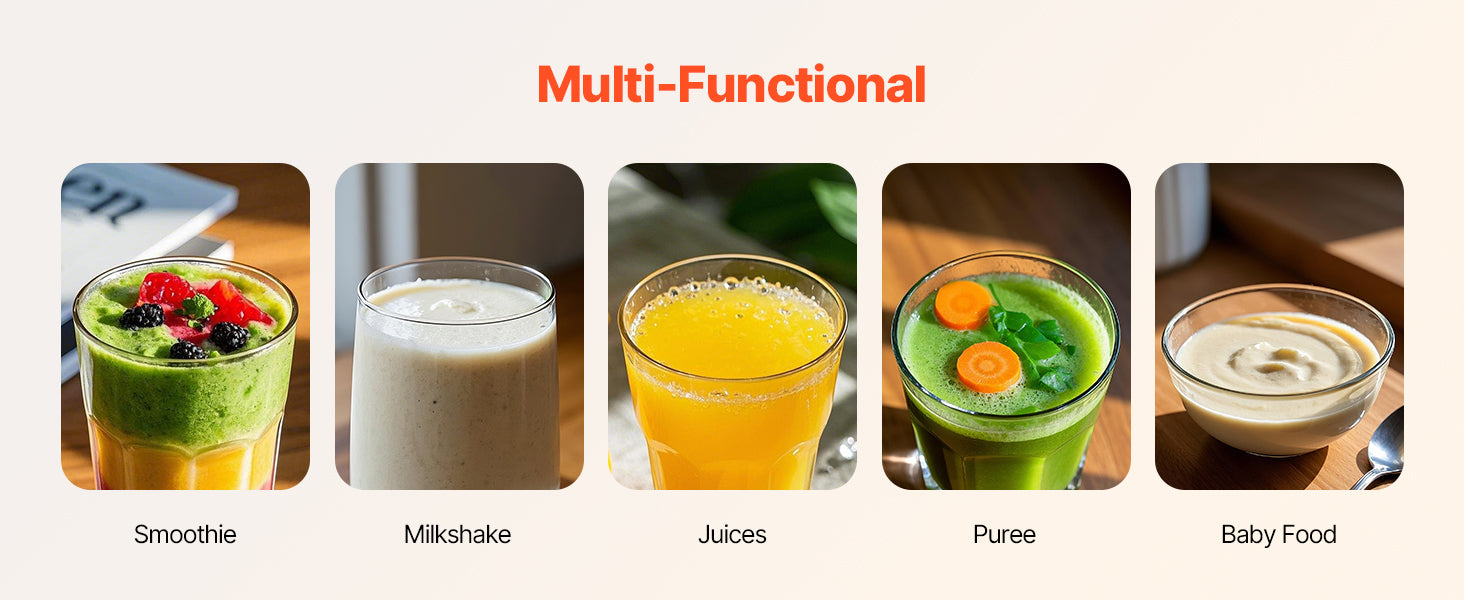 VEVOR Blender for Smoothies 1400W Professional Blender with Powerful Motor Multi-Functional Food Processing Blender for Kitchen