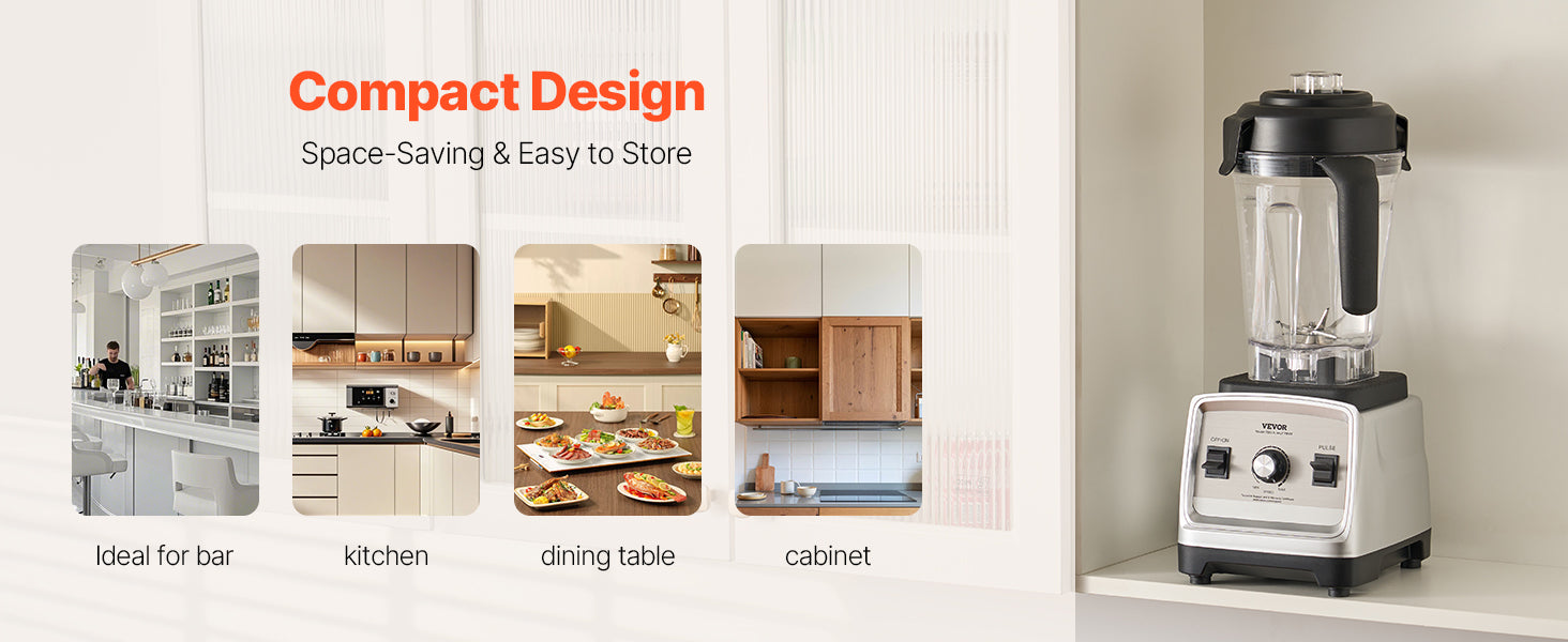 VEVOR Blender for Smoothies 1400W Professional Blender with Powerful Motor Multi-Functional Food Processing Blender for Kitchen