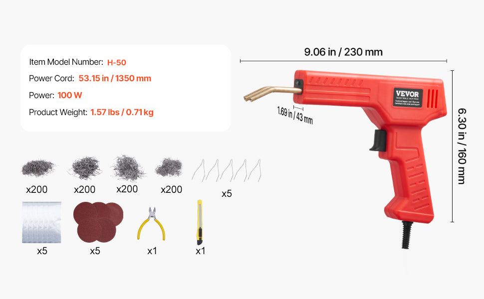 SucceBuy Plastic Welder 100W Plastic Welding Gun with 800PCS Hot Staples Professional Welding Gun Plastic Car Bumper Repair Kit