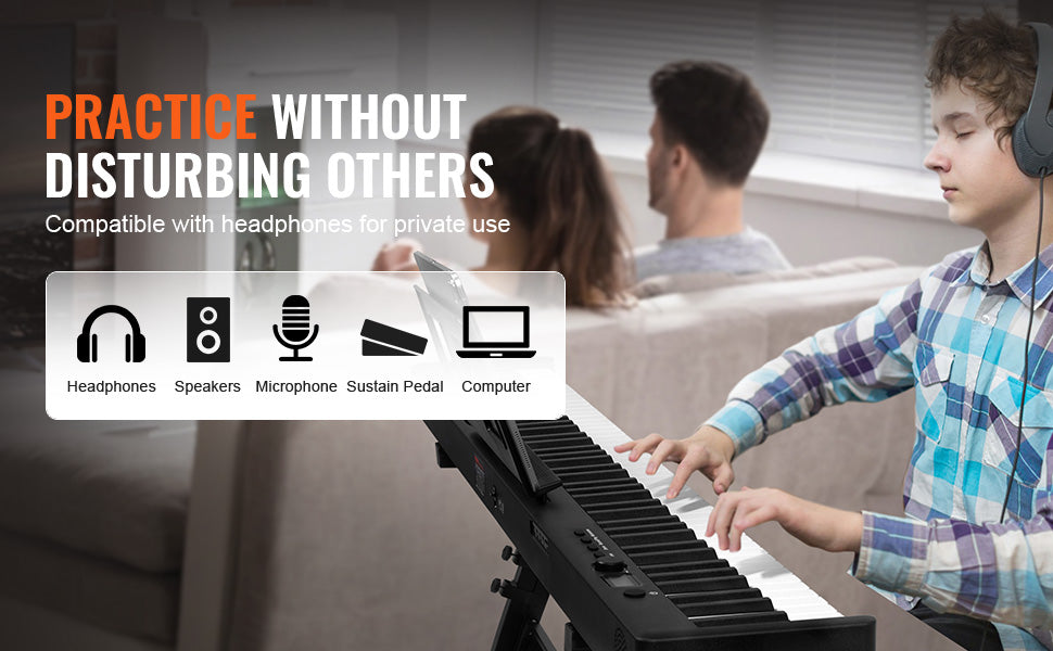 VEVOR 88 Key Folding Keyboard Piano Bluetooth & MIDI Portable Electronic Digital Foldable Piano Rechargeable for Beginners Use